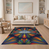 Vibrant Rainbow Mountain Burst Area Rug