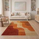 Orange Abstract Orange Wave Area Rug