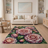 Blush Camellia Blooms Area Rug