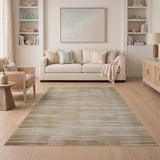 Beige Tan Geometric Stripe Area Rug