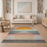 Sunset Horizon Abstract Geometric Area Rug