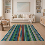 Vibrant Multicolor Striped Woven Area Rug
