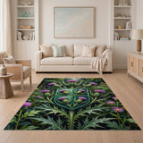 Purple Thistle Shield Heraldic Area Rug