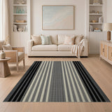 Bold Black White Striped Geometric Geometric Modern Area Rug