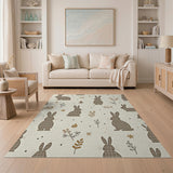 Whimsical Textured Bunny Winter Twig Area Rug