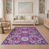 Purple Persian Floral Medallion Rug