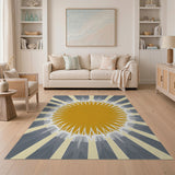 Radiant Yellow Sunburst Geometric Area Rug