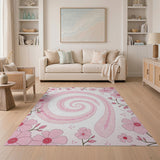 Pink Spiral Snake Cherry Blossom Area Rug
