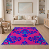 Vibrant Pink Teal Ornate Persian Area Rug