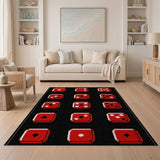Red Pixel Dice Game Area Rug