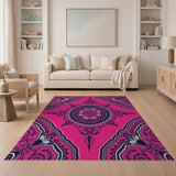 Pink Floral Vintage Vibrant Pink Mandala Floral Area Rug