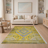 Vibrant Yellow Southwestern Geometric Rug