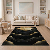 Golden Moon Over Wavy Mountains Area Rug