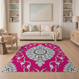 Vibrant Pink Vibrant Pink Mandala Persian Area Rug