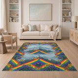 Rainbow Mountain Floral Boho Area Rug