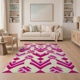 Pink Vibrant Pink Chevron Geometric Area Rug