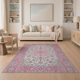 Traditional Persian Blush Pink Persian Floral Area Rug