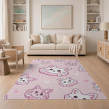 Kawaii Pink Bunny Float Area Rug