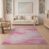 Blush Pink Abstract Brushstroke Area Rug