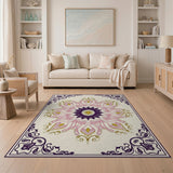Pink Purple Floral Mandala Persian Rug