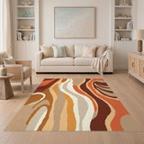 Abstract Area Abstract Orange Wave Area Rug