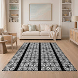 Geometric Modern Intricate Geometric Black White Area Rug