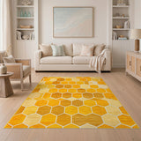 Yellow Geometric Hexagon Area Rug
