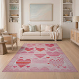 Whimsical Pink Hearts Area Rug