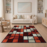 Bold Red Bold Red Geometric Grid Area Rug