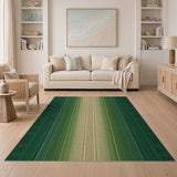 Lush Green Vertical Stripe Area Rug