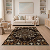 Maroon Gold Mandala Traditional Persian Area Rug