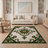 Ornate Green Gold Persian Area Rug