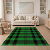 Green Black Plaid Check Area Rug