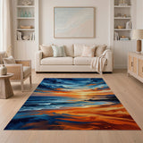 Dramatic Coastal Sunset Waves Area Rug