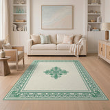 Traditional Persian Green Ornate Green Floral Border Area Rug
