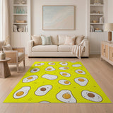 Cute Cartoon Fried Egg Yellow Area Rug