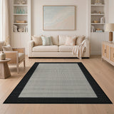 Modern Dotted Beige Area Rug with Black Border