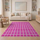 Pink Vibrant Pink Gingham Check Area Rug