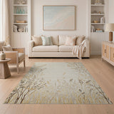 Beige Leaves and Grasses Area Rug