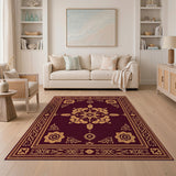 Opulent Maroon Persian Medallion Area Rug