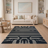 Black and White Black White Heritage Tribal Woven Rug