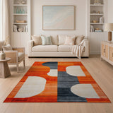 Orange Bold Orange Abstract Geometric Area Rug
