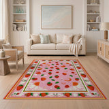 Playful Strawberry Citrus Pink Area Rug