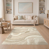 Beige Distressed Vintage Abstract Area Rug