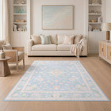 Light Blue Floral Vintage Area Rug