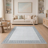Black and White Black White Striped Border Area Rug