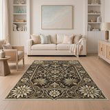 Ornate Gold Floral Persian Gold and Silver Area Rug