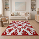Bold Red Floral Starburst Area Rug