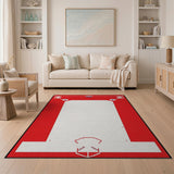 Red Pixel Baseball Diamond Area Rug
