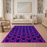 Vibrant Hexagon Mosaic Geometric Rug